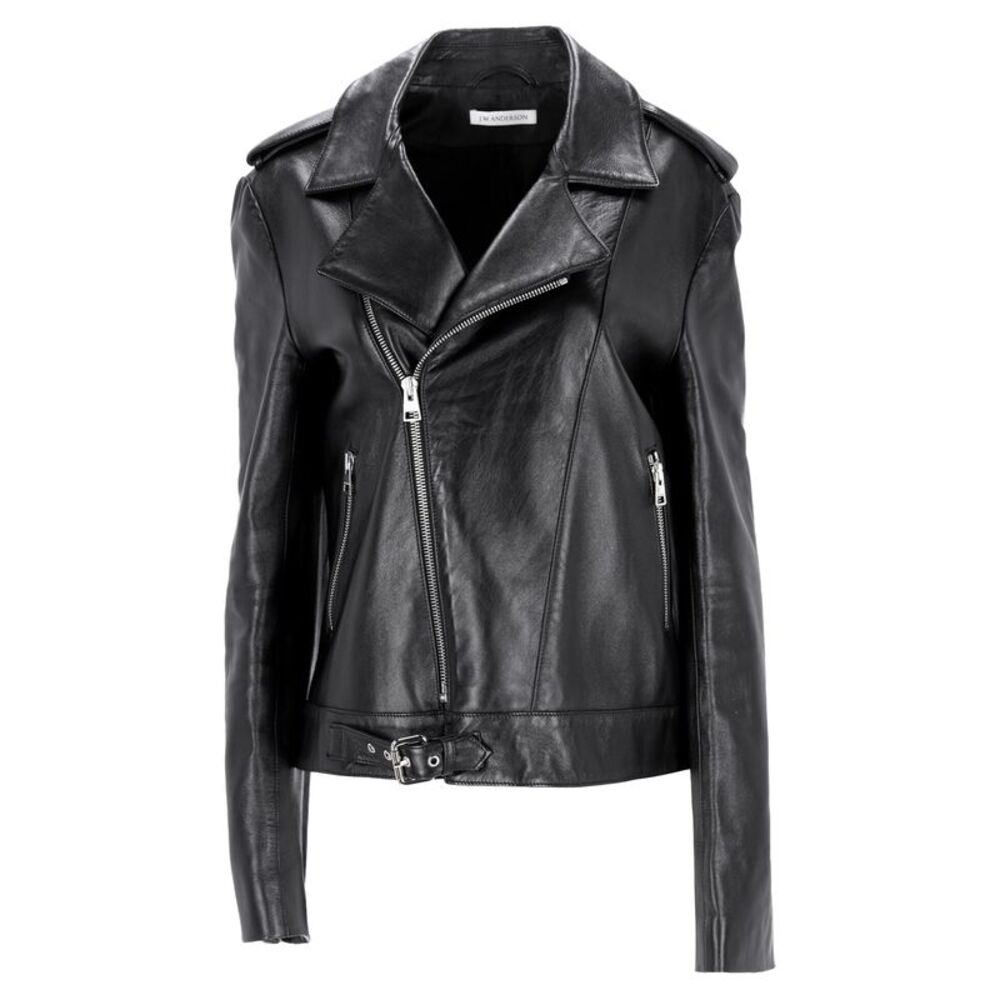 JW Anderson Biker Jacket in Black Nappa Lamb Leather